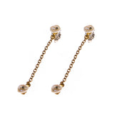 Bronze Dainty Pearl Drop Earrings