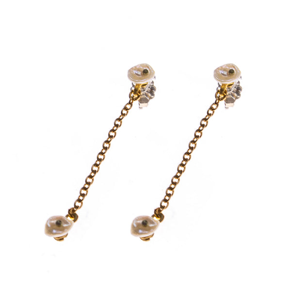 Bronze Dainty Pearl Drop Earrings