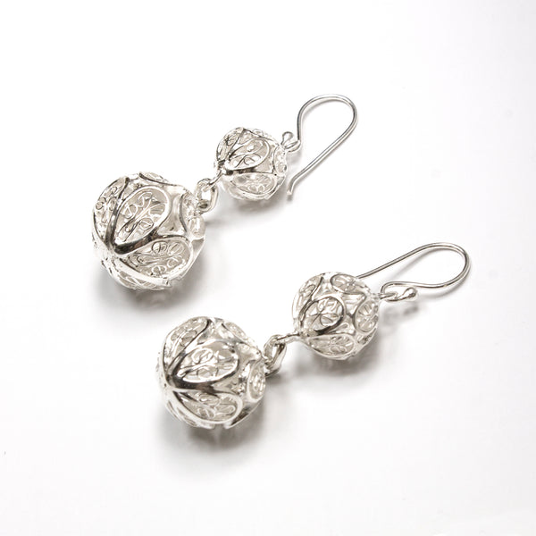 SS Gradating Filigree Spheres Earrings