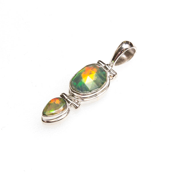 SS Faceted Ethiopian Opal Pendant