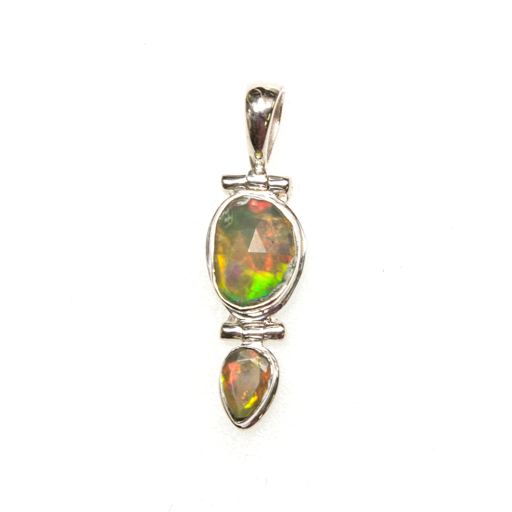 SS Faceted Ethiopian Opal Pendant