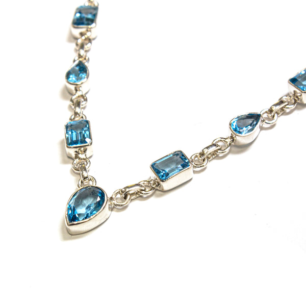 SS Blue Topaz Link Necklace