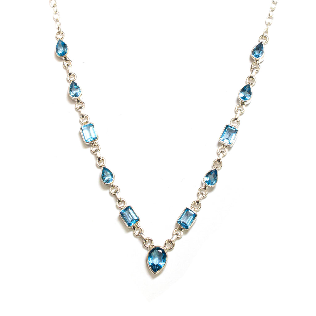 SS Blue Topaz Link Necklace