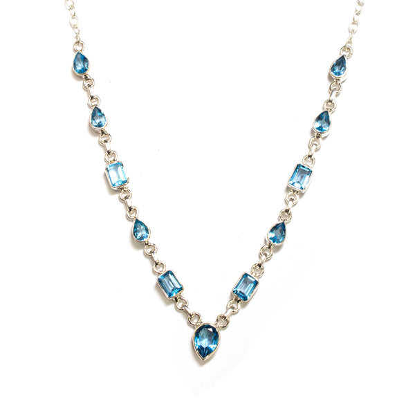 SS Blue Topaz Link Necklace