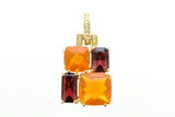 14K Fire Opal, Garnet, and Diamond Square Pendant