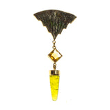 14K Pyrite Triangle Citrine Square Drop Pin