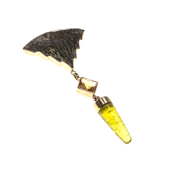 14K Pyrite Triangle Citrine Square Drop Pin