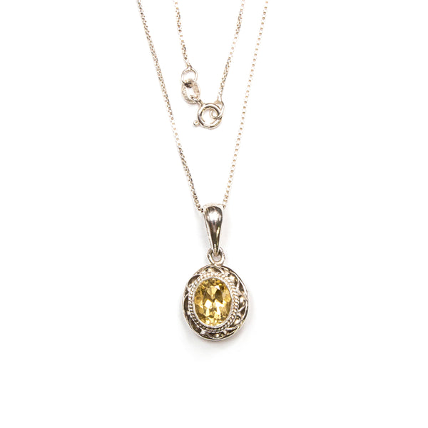 SS Citrine Oval Twist Necklace