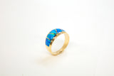 14K Created Opal Geometric Ring Size 10