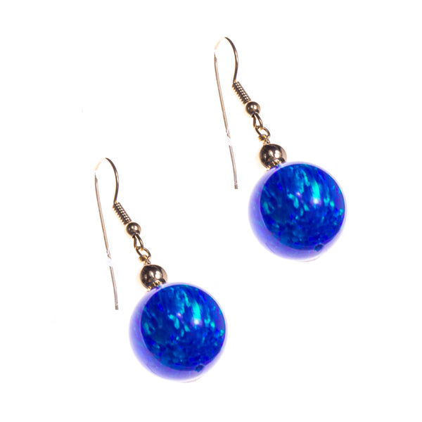 14K Created Opal 14mm Ball Earrings
