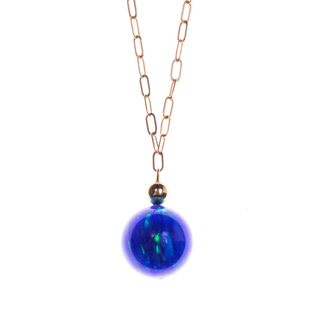 14K White Gold Blue Topaz Square Necklace