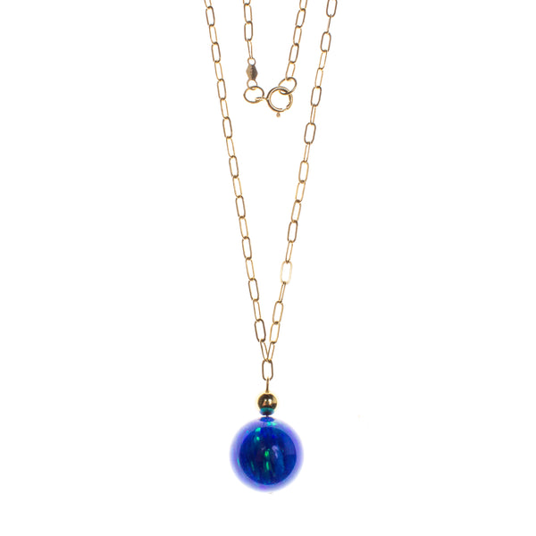 14K Created Opal 14mm Ball Necklace