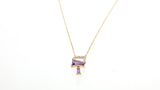 14KR Amethyst and Diamond Trapezoid Necklace