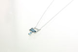 14KW London Topaz and Diamond Trapezoid Necklace