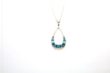 14KW Blue Topaz and Diamond Pear Necklace