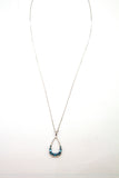 14KW Blue Topaz and Diamond Pear Necklace