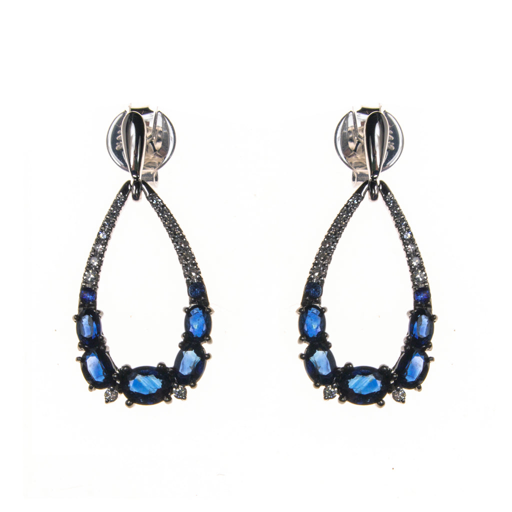 14K Sapphire Diamond Pear Drop Earrings