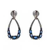 14K Sapphire Diamond Pear Drop Earrings