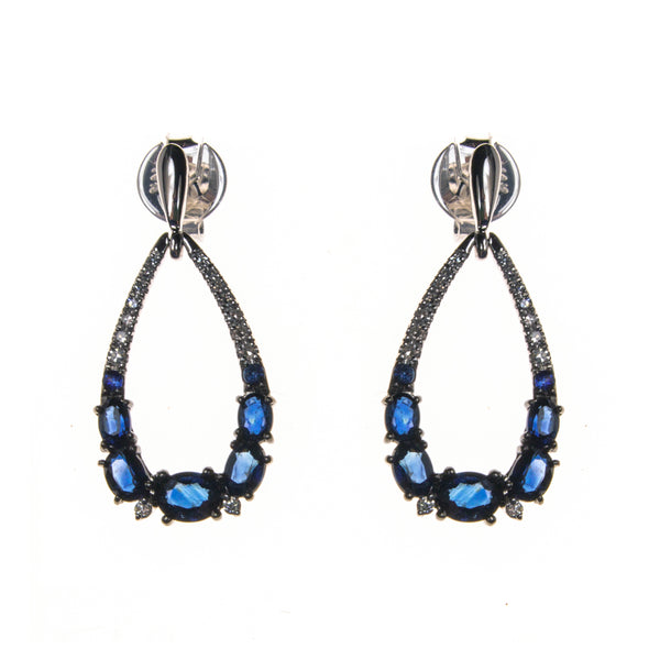 14K Sapphire Diamond Pear Drop Earrings