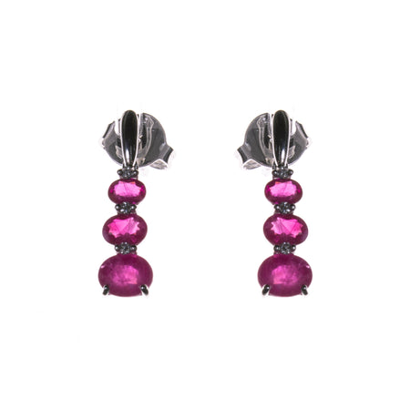 Sterling Silver Created Ruby Briolette Earrings