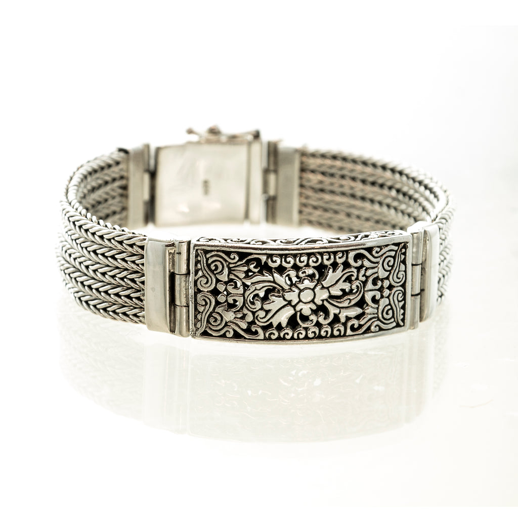 SS 5 Row Floral Cutout Bracelet