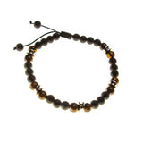 Matte Tigers Eye and Onyx Beaded Bracelet