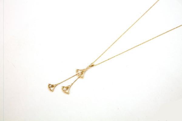 14K Seed Pearl and Diamond Three Part Pendant and Chain