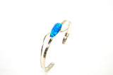 SS Created Opal Pear Crossover Cuff Bracelet