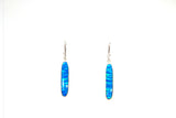 SS Created Opal Thin Oval Dangle Earrings
