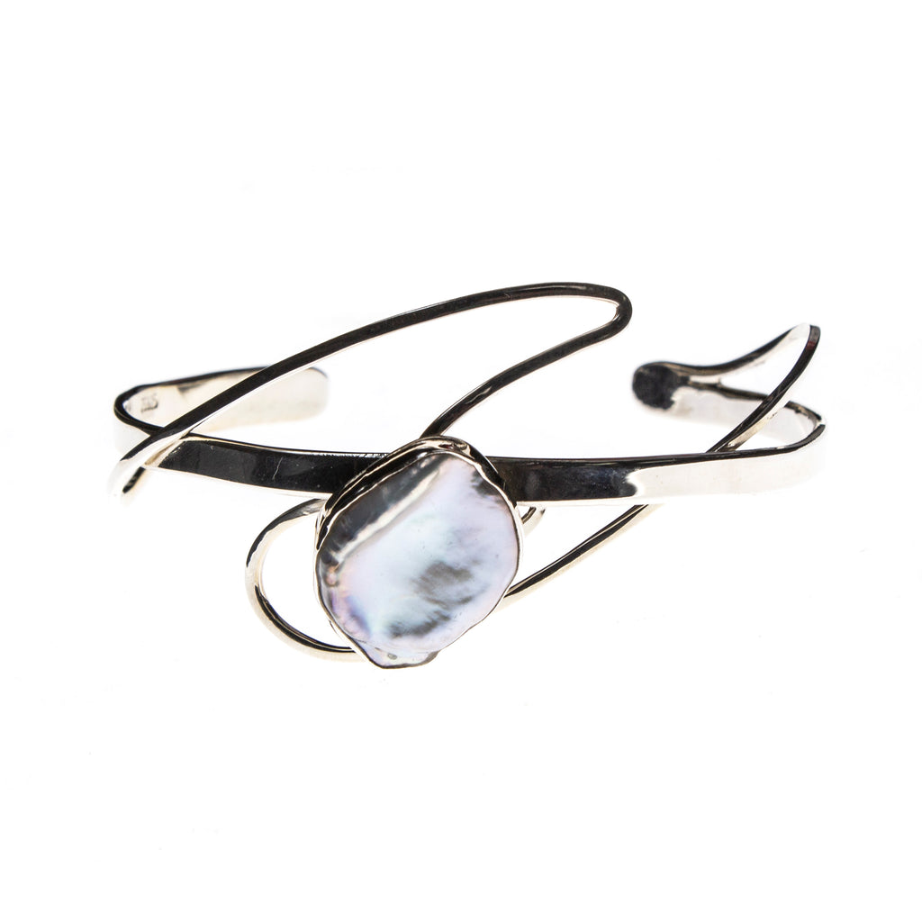 Sterling Silver Blister Pearl S Cuff Bracelet