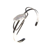 Sterling Silver Stick Pearl Wavy Cuff Bracelet