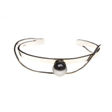 Sterling Silver Black Pearl Cuff Bracelet