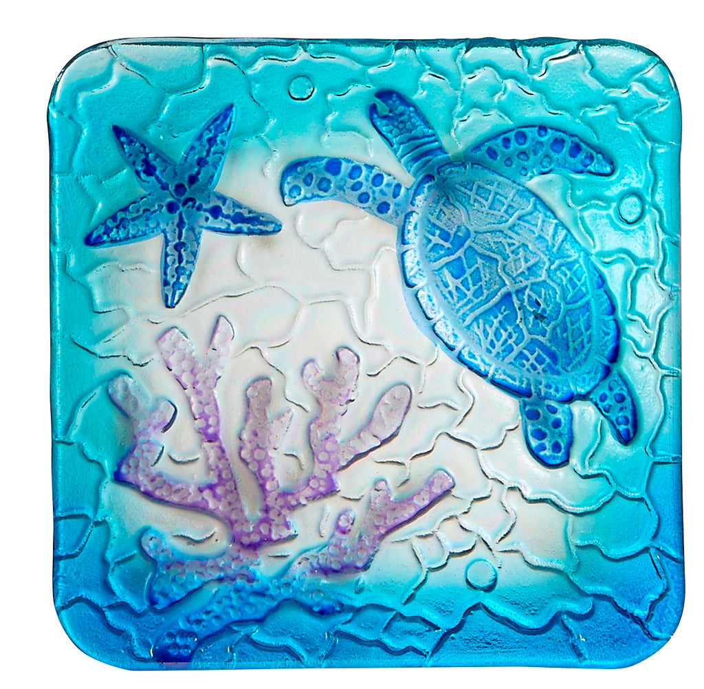 Square Glass Sea Turtle Plate