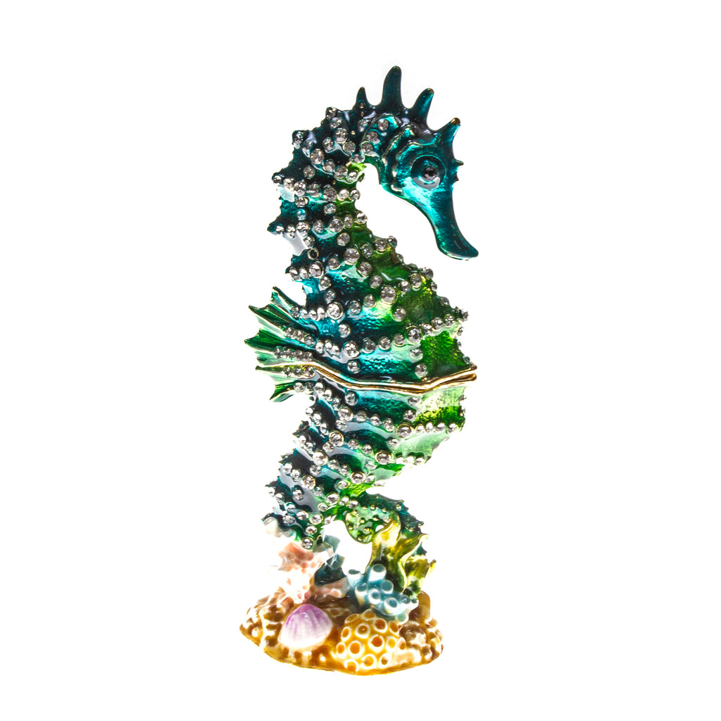 Blue Green Seahorse Cloisonné Box