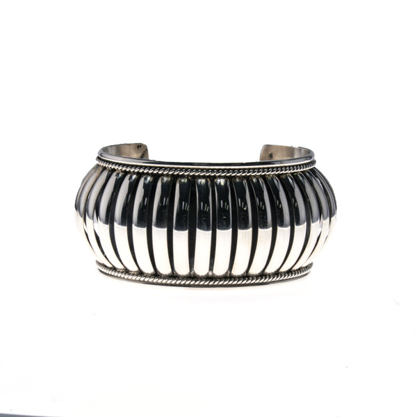 Sterling Silver Bar Dome Cuff Bracelet