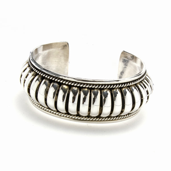 Sterling Silver Bar Dome Cuff Bracelet