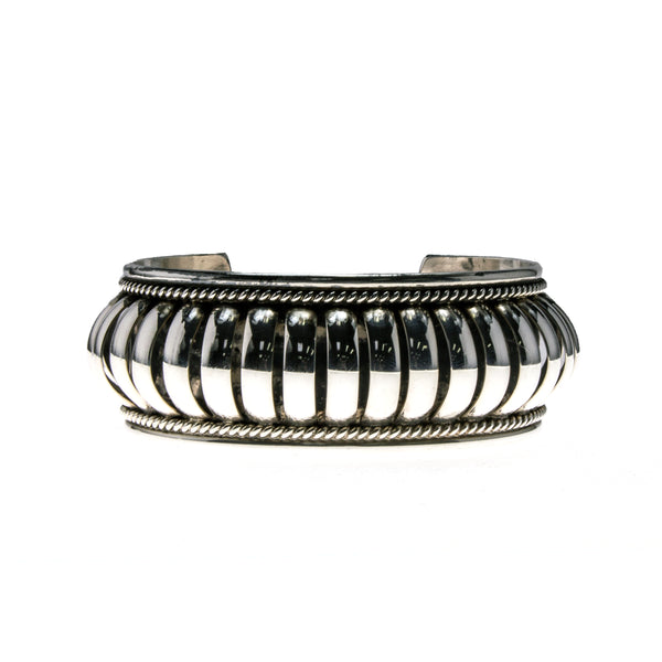 Sterling Silver Bar Dome Cuff Bracelet