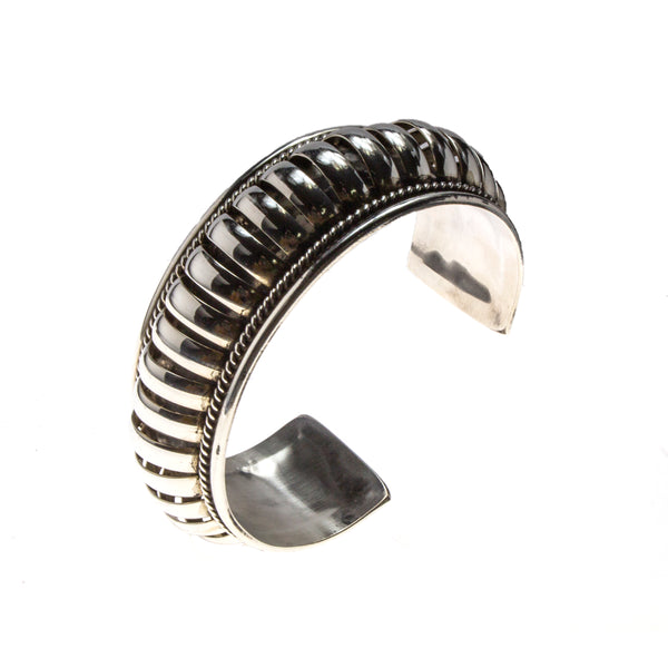 Sterling Silver Bar Dome Cuff Bracelet