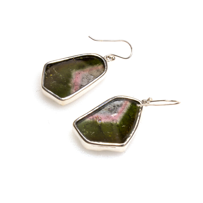 SS Watermelon Tourmaline Slice Earrings