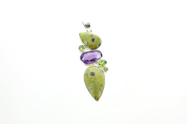 SS Stichtite Amythest and Peridot Pendant