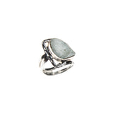 SS Hammered & Cutout Rough Aquamarine Ring