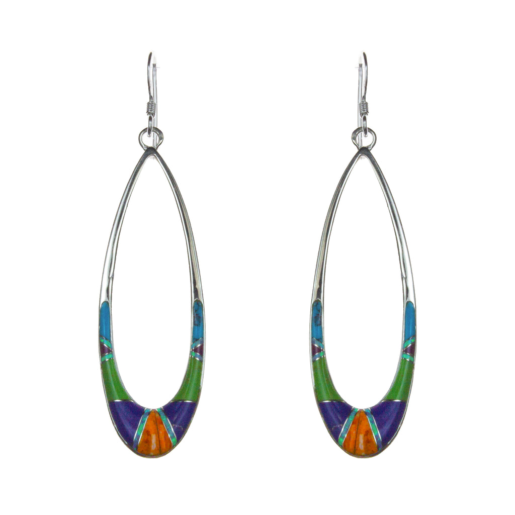 Sterling Silver Inlay Oval Earrings