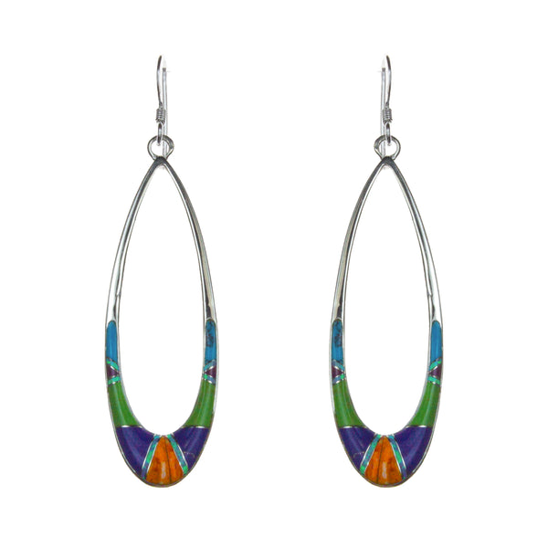 Sterling Silver Inlay Oval Earrings