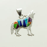 SS Multicolor Howling Wolf Pendant