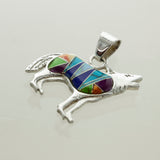 SS Multicolor Howling Wolf Pendant