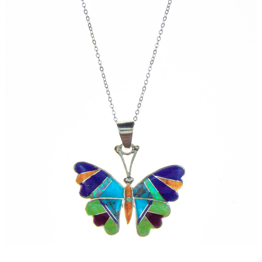 Sterling Silver Inlay Butterfly Necklace