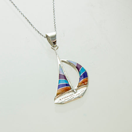 SS Created Opal Multicolored Anchor Inlay Earrings