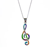 Sterling Silver Inlay Music Clef Necklace