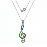 Sterling Silver Inlay Music Clef Necklace