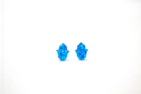 SS Created Opal Blue Heart Studs